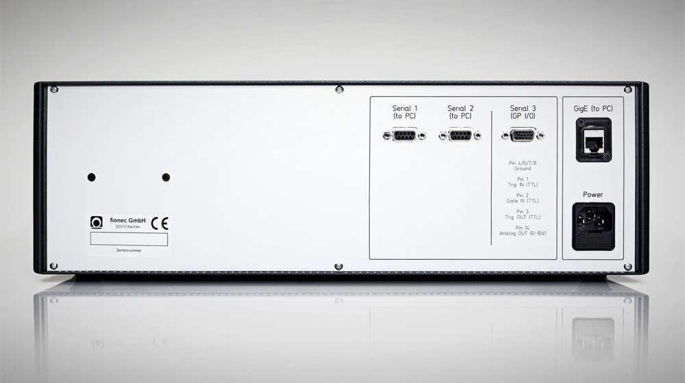 Fiber-optic distance measuring system FDM-1 rear view featuring interfaces